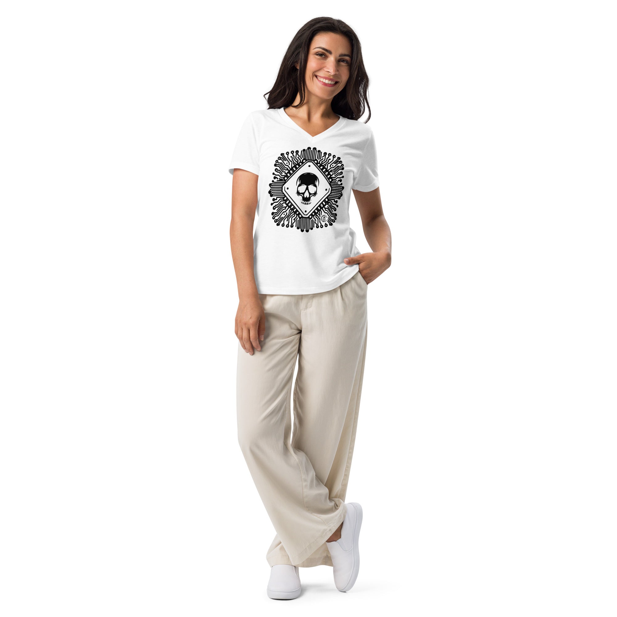 Martha's Notebook Skull Art Relaxed V-neck Tee